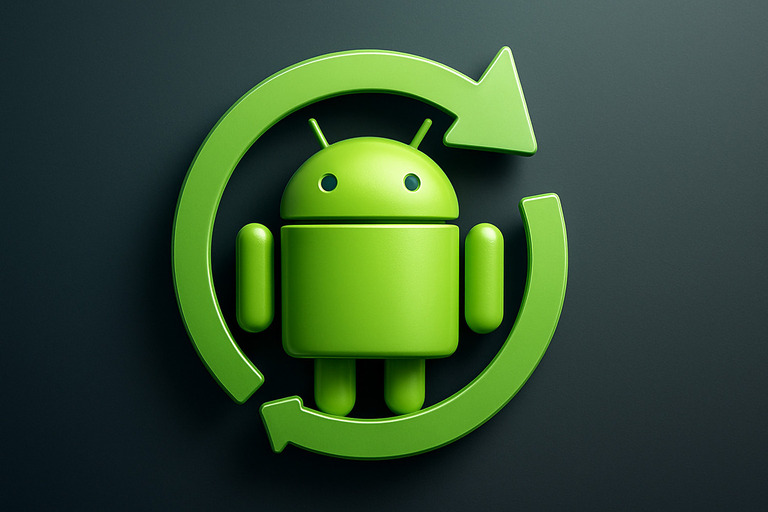 Android logo with reset arrows circled around.
