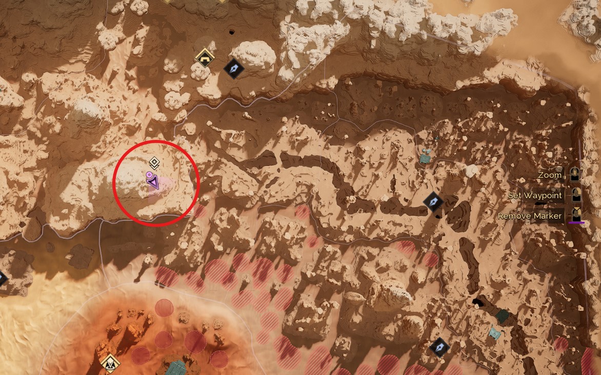 Map view of Southern Comms Outpost buggy location